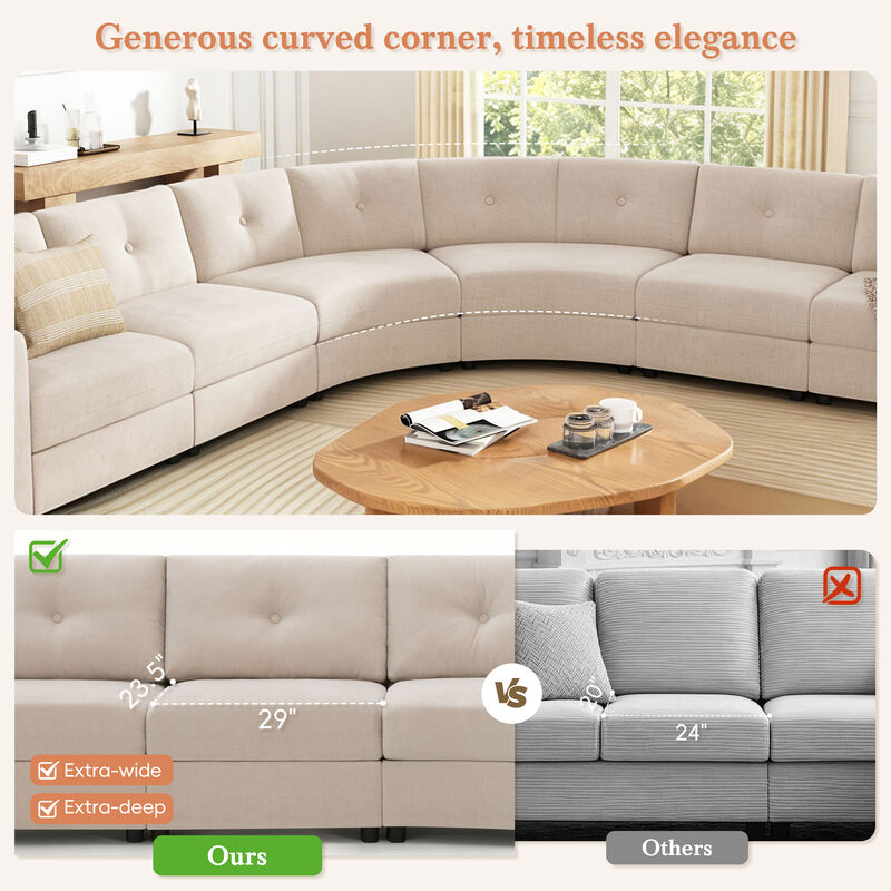 Merax Curved Modular Sectional Sofa with Customizable Layout, High-Resilience Foam & Pocket Spring Seats image number 6