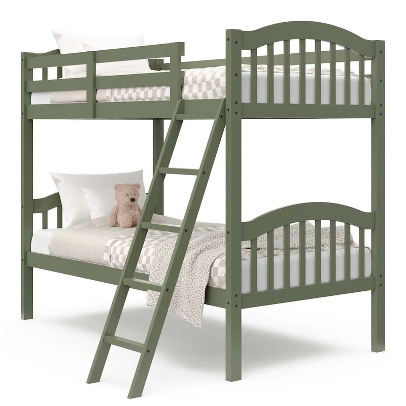 Storkcraft Long Horn Twin-Over-Twin Bunk Bed (Olive)- GREENGUARD Gold Certified