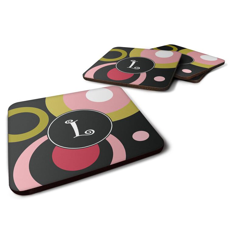 Caroline's Treasures AM1001-LFC Monogram-Retro in Black Foam Coasters (Set of 4), 3.5 H x 3.5 W, Multicolor