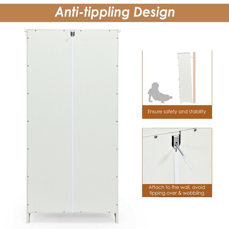 Accent Floor Storage Cabinet with Adjustable Shelves Antique 2-Door-White image number 4