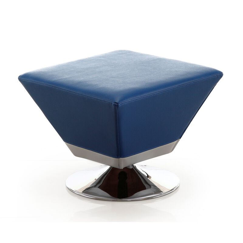 Diamond Blue Swivel Ottoman