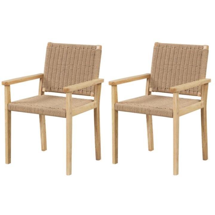 Hivvago Indoor Outdoor Wood Chair Set of 2-Natural