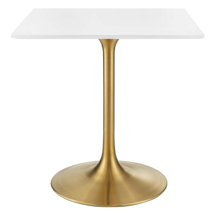 Modway - Lippa 28" Square Wood Top Dining Table Gold White