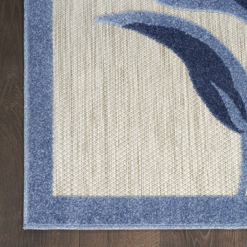HomeRoots 6' Blue And Gray Floral Indoor Outdoor Runner Rug image number 5