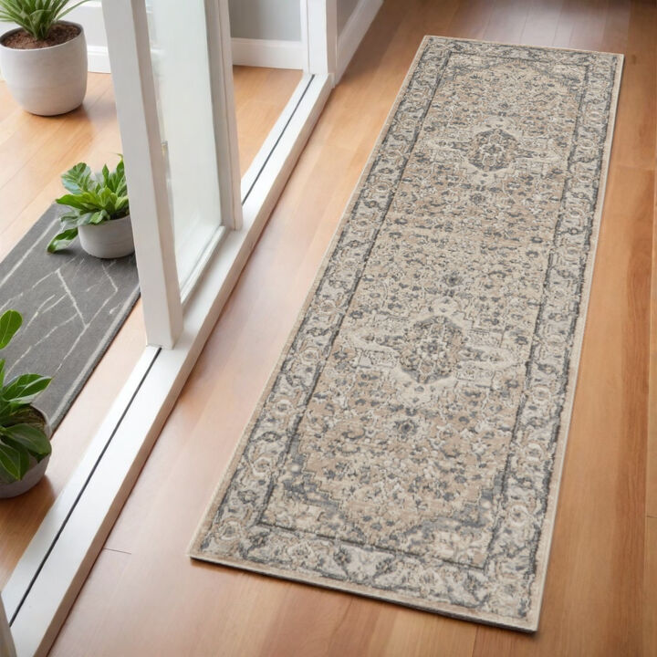 HomeRoots Medallion Distressed Runner Rug