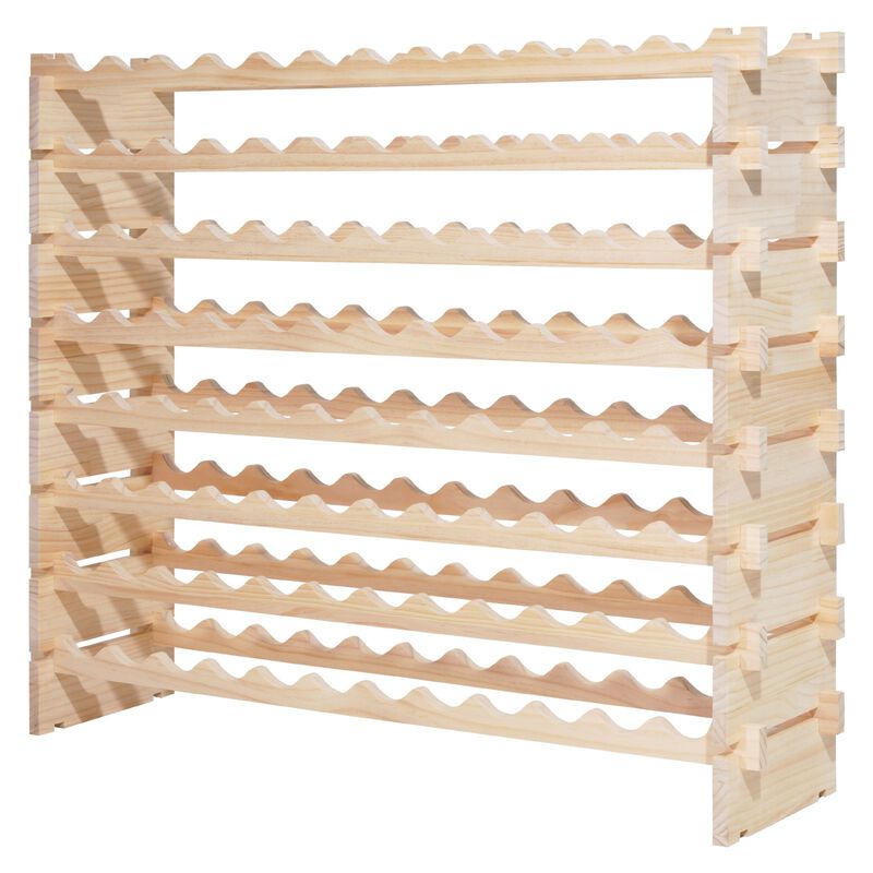 Stackable 96 Bottle Wine Rack with 8 Tiers for Kitchen, Cellar and Bar-Natural image number 3