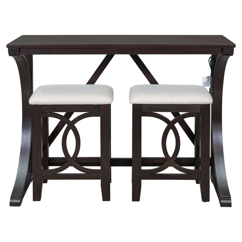 Merax 3-Piece Counter Height Dining Table Set with USB image number 0