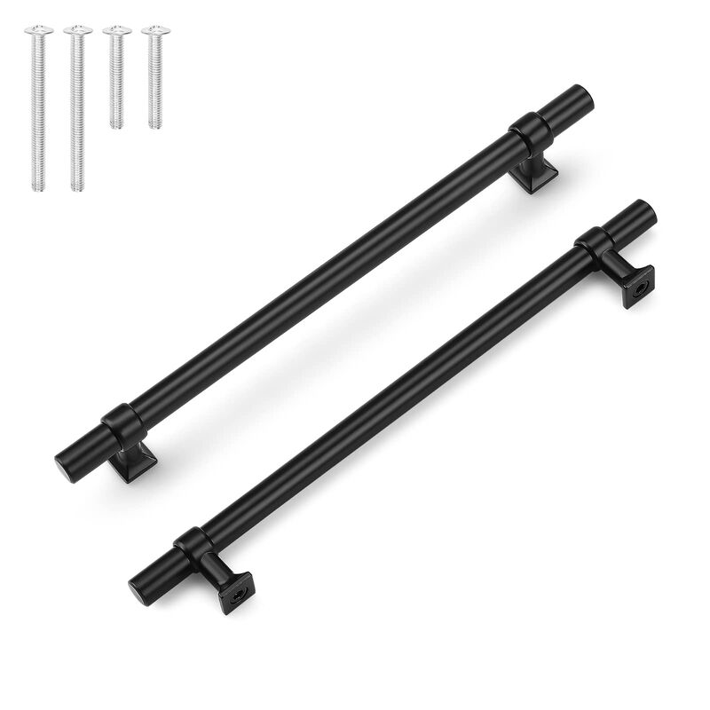 knobelite 10 Pack Hole Centers 8-4/5 inch Matte Black Cabinet Handles, Stainless Steel Kitchen Cabinet Pulls, T Bar Hardware Pul