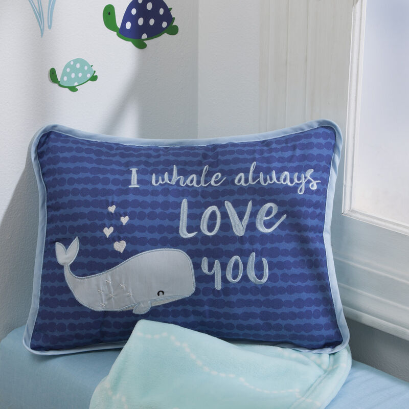 Lambs & Ivy Oceania Decorative Throw Pillow - Blue Ocean Whale