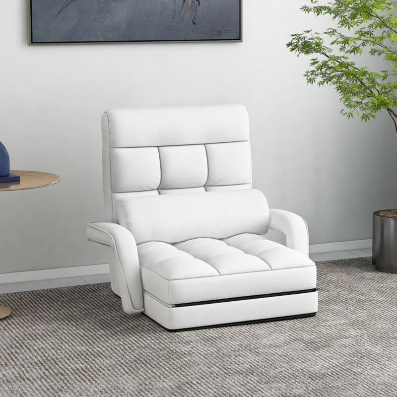 Hivvago Folding Lazy Floor Chair Sofa with Armrests and Pillow