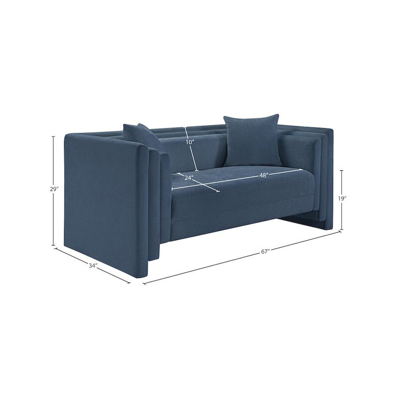 Meridian Furniture Everett Light Blue Chenille Fabric Loveseat