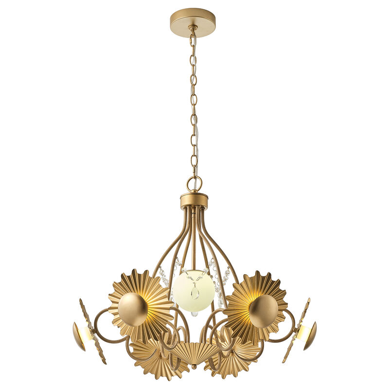 7-Light Modern Art Deco Gold Chandelier, Vintage Gold Branching Pendant Light Fixture for Living Room, Dining Room or Bedroom image number 0