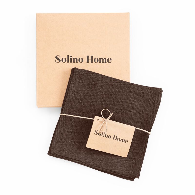 Solino Home Athena 100% Linen Cocktail Napkins &ndash; Set of 12, 6 x 6 in, Machine Washable, Holiday and Everyday Dining