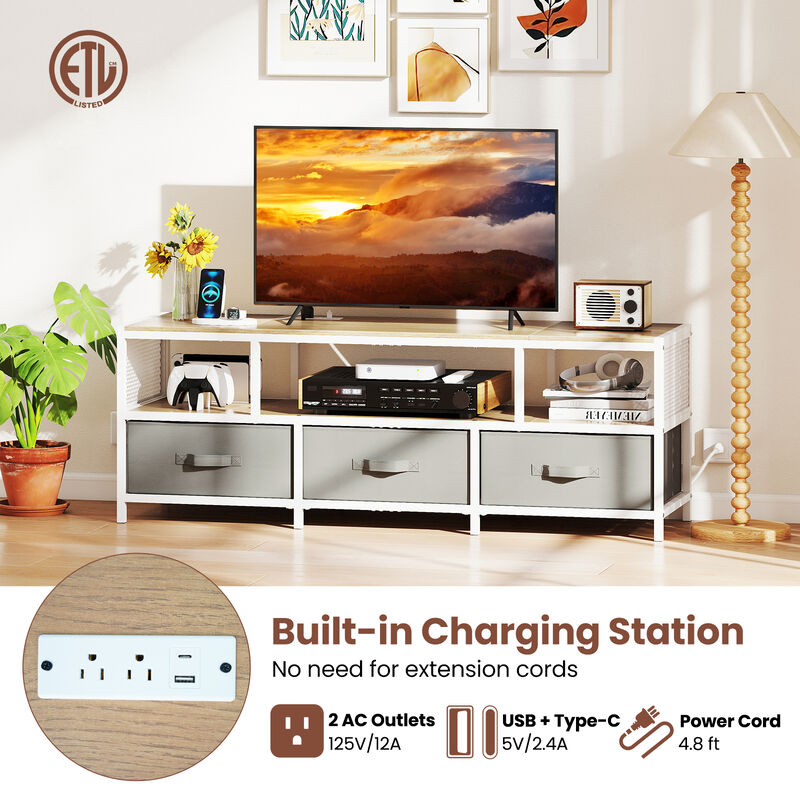TV Stand with Power Outlets and USB Charging for Functional Design