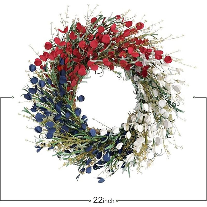 Flag Floral Wreath, Artificial Flowers, Patriotic Holiday Decor image number 3