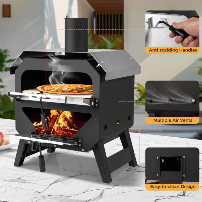 Hivvago Outdoor Pizza Oven with Pizza Stone for Patio Backyard Camping BBQ