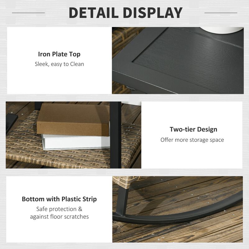 Light Grey Patio Set: 3PC Wicker Rocking Bistro Set with Cushions