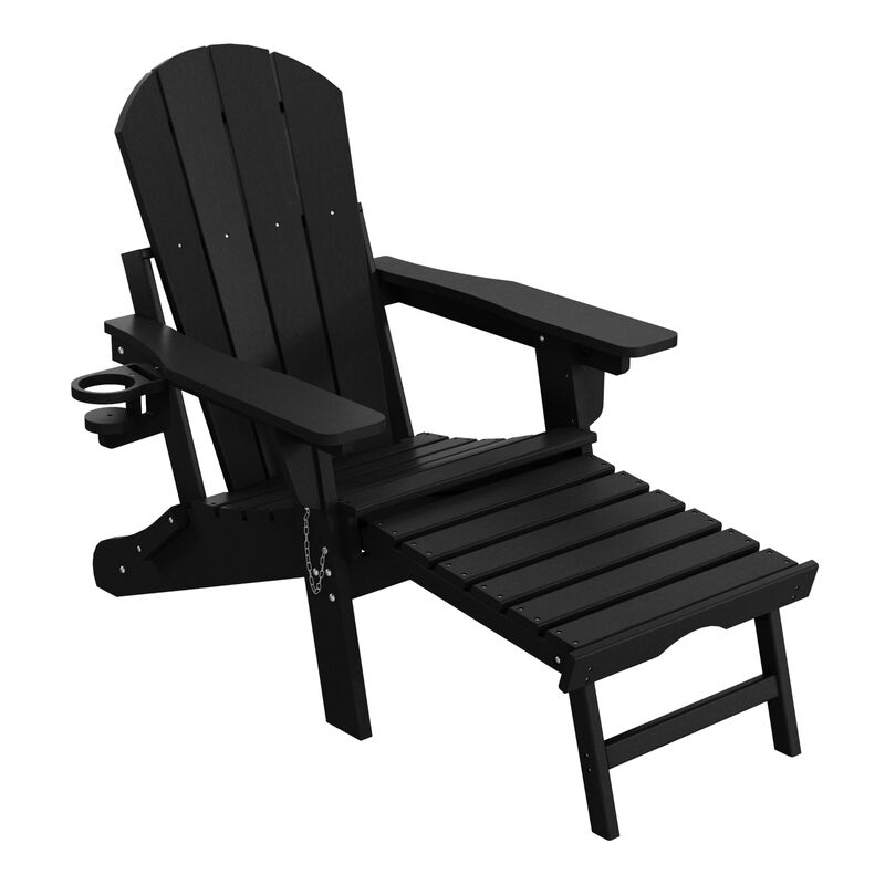 WestinTrends Folding Adjustable Adirondack Chair with Retractable Ottoman and Cup Holder (Set of 2) image number 2