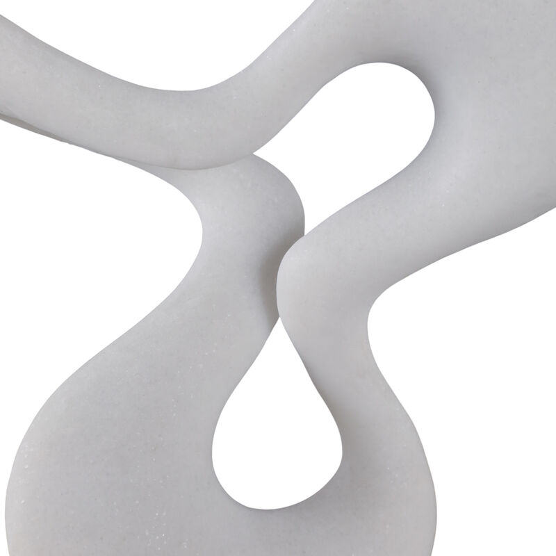 12x7" Abstract Resin Sculpture On Base, White image number 5
