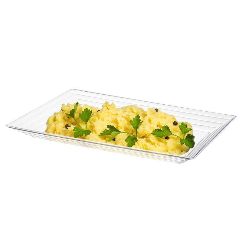 11" x 16" Clear Rectangular with Groove Rim Plastic Serving Trays (24 Trays) image number 2