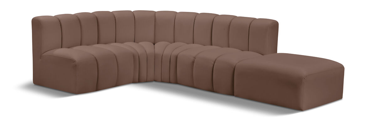 Meridian Furniture Arc Brown Vegan Leather Modular Sofa