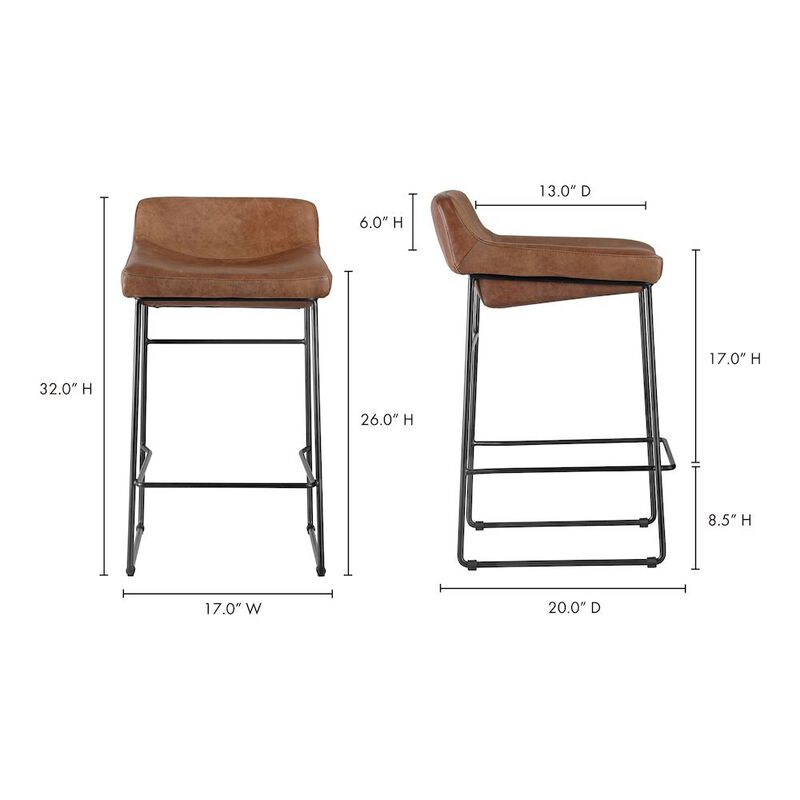 Starlight Canyon Home Brown Bar Stools Set of 2 Faux Leather Seating with Iron Frame Design image number 5