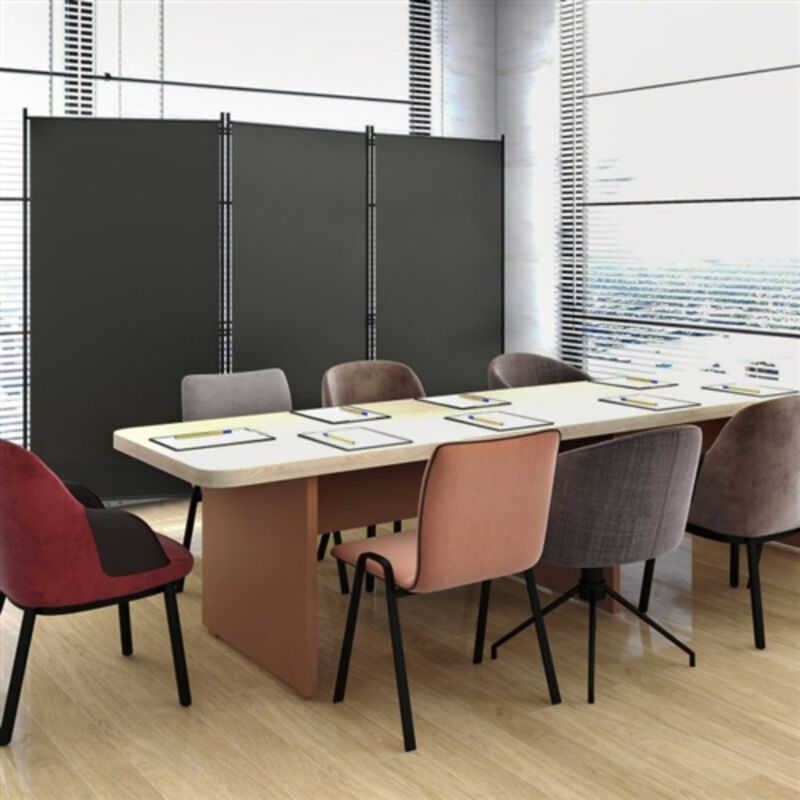Industrial 3-Panel Folding Room Divider &ndash; Sturdy Privacy Screen with Metal Base