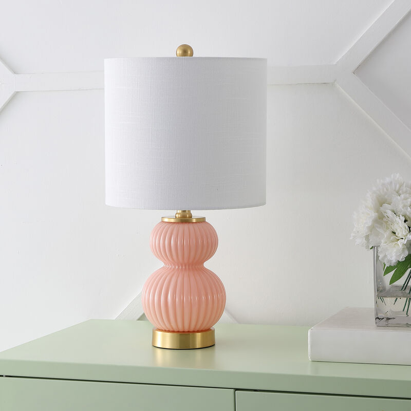 Daphne 20" Contemporary Transitional Metal/Glass Ribbed Gourd LED Table Lamp