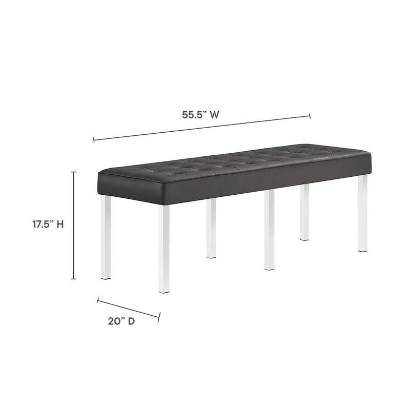 Modway Loft Tufted Large Upholstered Faux Leather Bench in Silver Gray image number 2