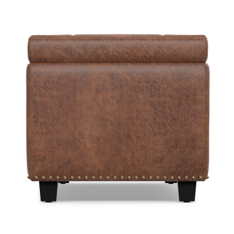 Hamilton 48 inch Wide Transitional Rectangle Storage Ottoman in Distressed Umber Brown Vegan Faux Leather, Assembled image number 3