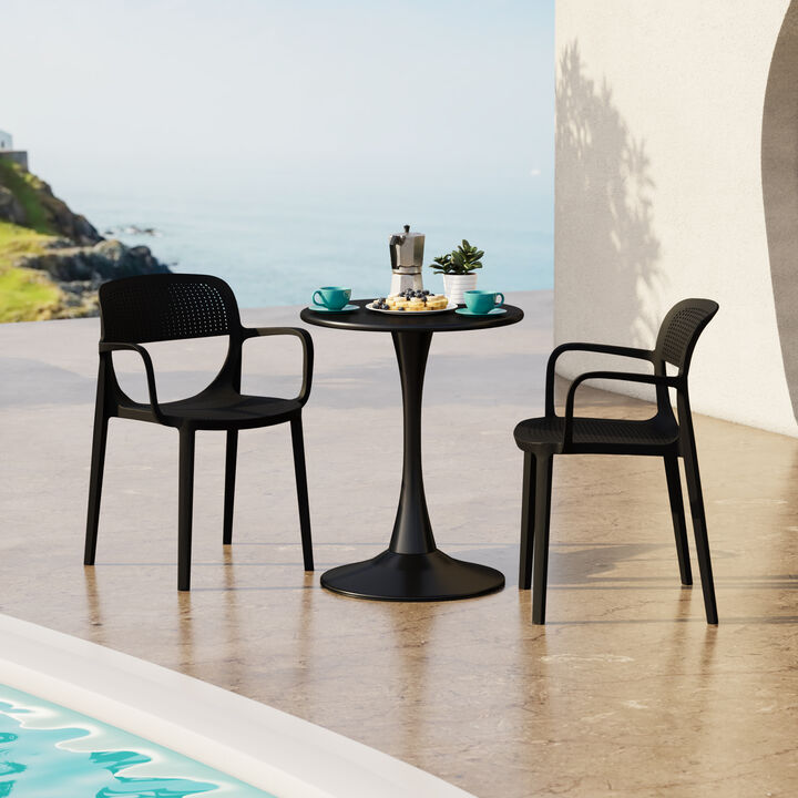 WestinTrends Outdoor Stackable Plastic Resin Patio Dining Armchair (Set of 2)