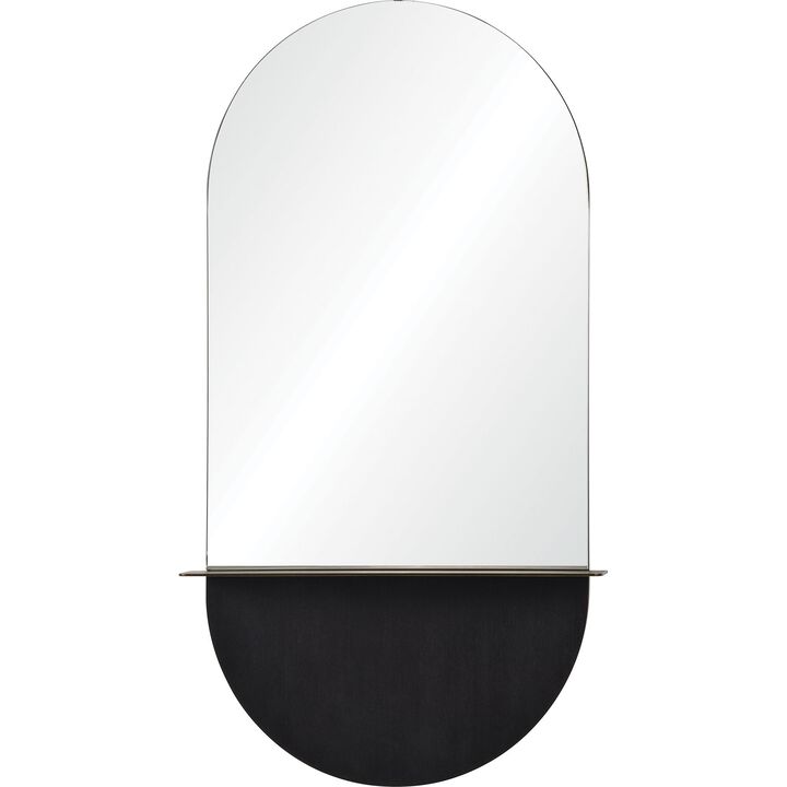 44" Black Glass Unframed Oval Wall Mirror