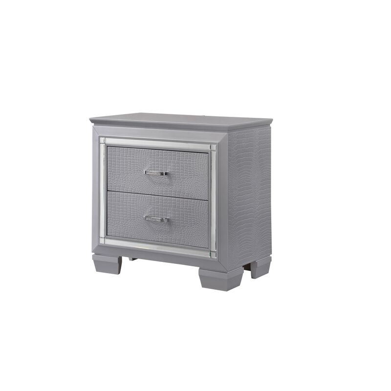 Streamdale Glam Silver Nightstand with Night Light image number 2