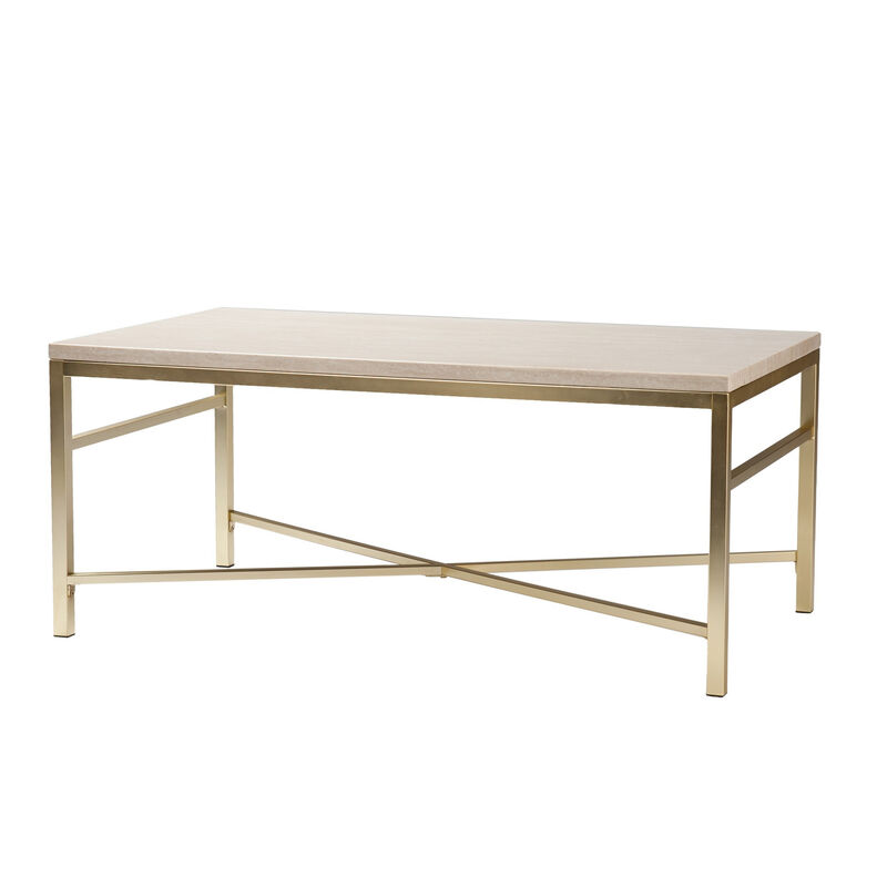 Hivvago 42 Inch Off White Manufactured Wood And Metal Rectangular Coffee Table