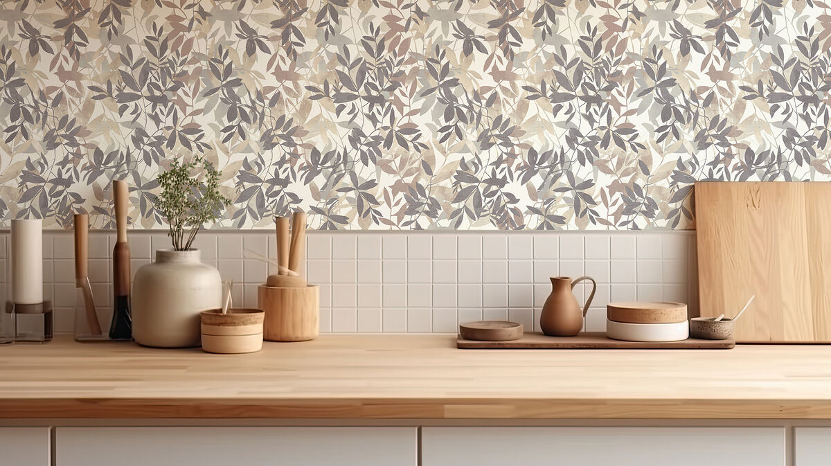 Georgianna Neutral Botanical Leaves Wallpaper