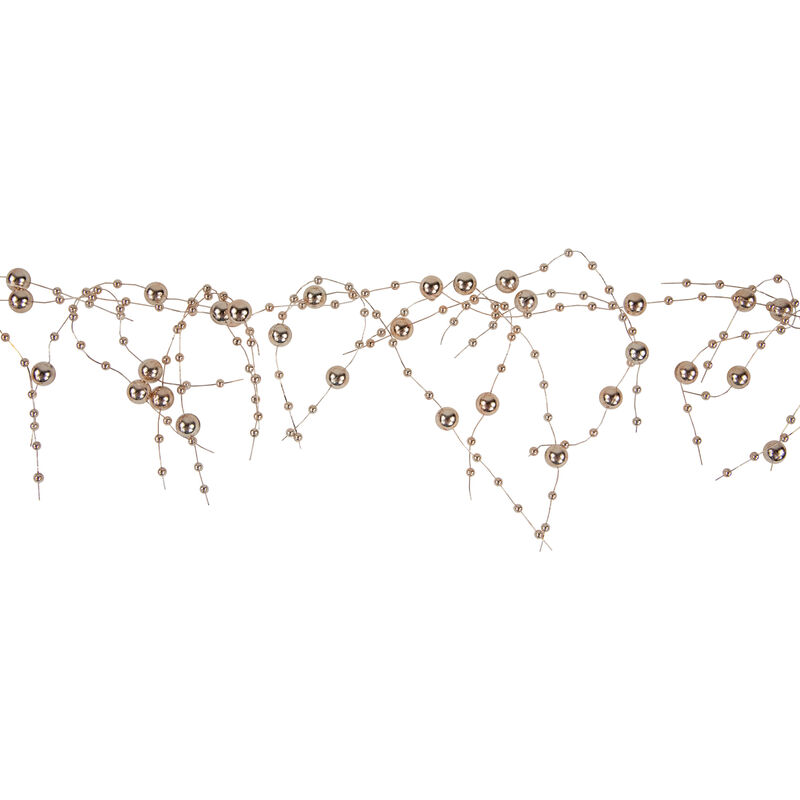 5' x 2" Metallic Rose Gold Beaded Christmas Garland- Unlit image number 4