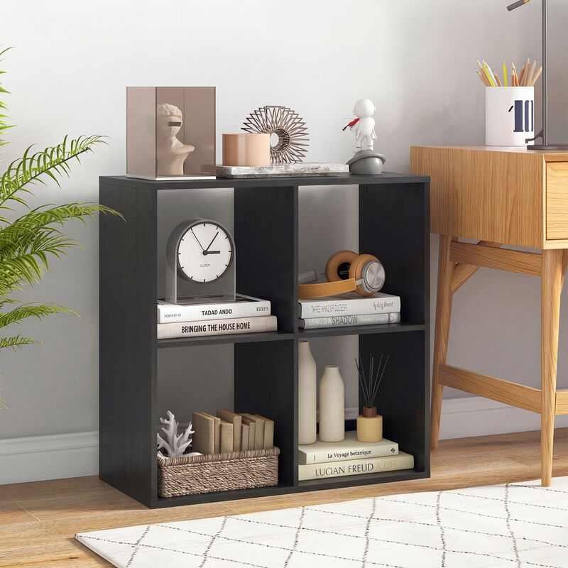 Compact 4-Cube Bookshelf with Back Guardrail for Bedroom Living Room image number 3