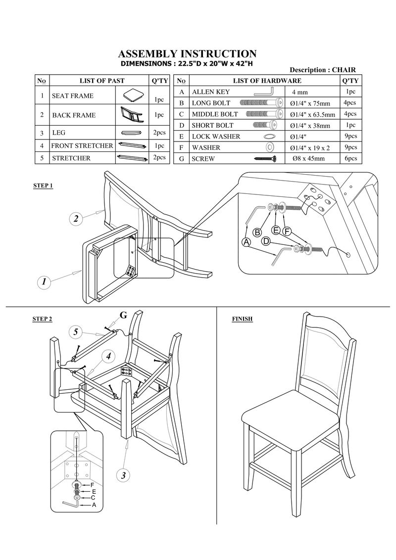 Streamdale Set of 2 Counter Height Chairs in Dark Brown Wood Finish