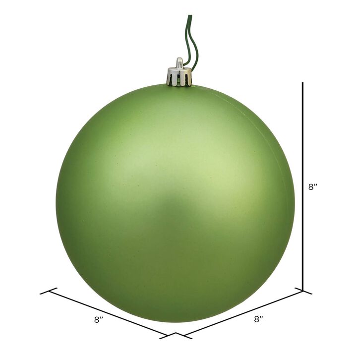 Vickerman N592054DMV Matte Ball Ornament with Shatterproof & UV Resistant, Pre-drilled Cap Secured & 6" of Green Floral Wire, 8", Celadon