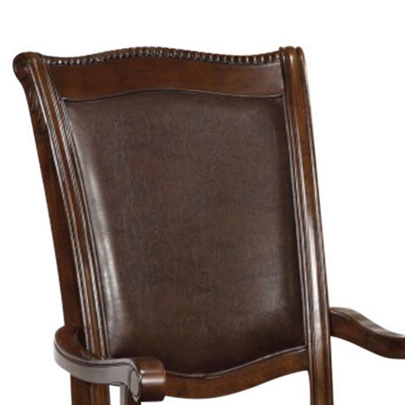 Alpena Traditional Arm Chairs, Set of 2, Cherry Brown - Benzara