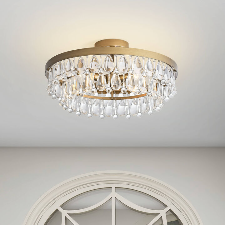 Charlotte 4-light Crystal Teardrop Round Flush Mount