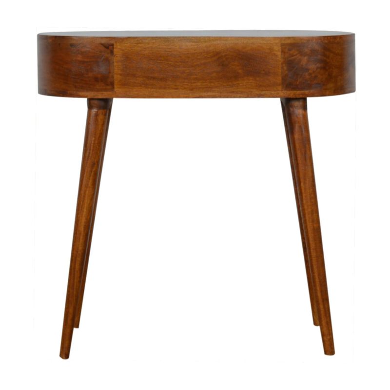 Solid Wood Chestnut Rounded Small 1 Drawer Console Table