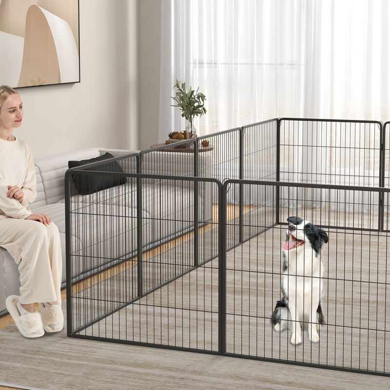 16-Panel Dog Playpen with Lock and Extra-Large Door &ndash; Secure Indoor & Outdoor Pet Enclosure