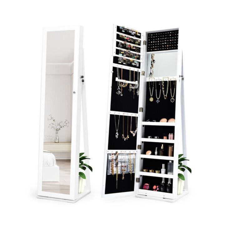 Hivvago Standing Lockable Jewelry Storage Organizer with Full-Length Mirror