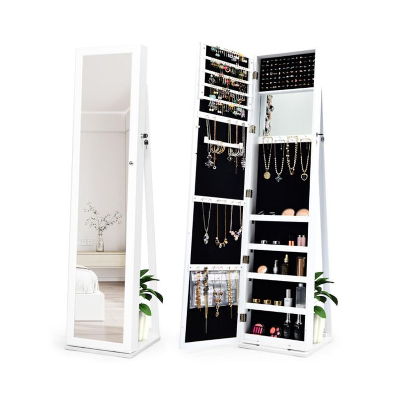 Hivvago Standing Lockable Jewelry Storage Organizer with Full-Length Mirror