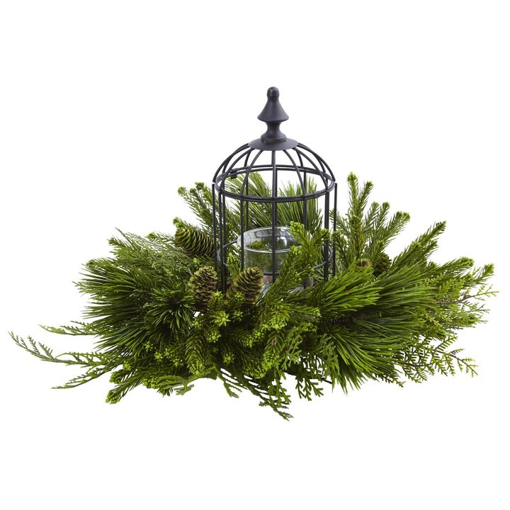 Nearly Natural 12.5-in Mixed Pine Birdhouse Candelabrum