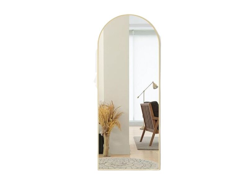 "64"x21" Arched Full Length Mirror  Gold Aluminum Frame  Standing or Wall-Mounted for Bedroom & Cloakroom