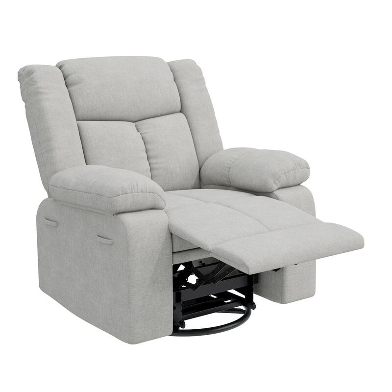 ProLounger Swivel Glider Recliner in Gray Velvet with Pillow Top Arms