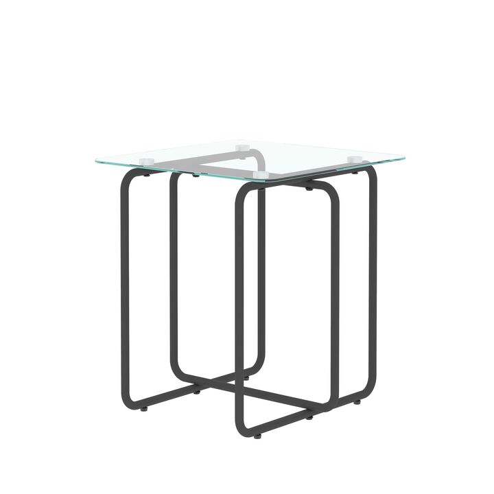 Modern Tempered Glass Coffee Table End Table Side Table for Living Room, Bedroom, Sleek Design