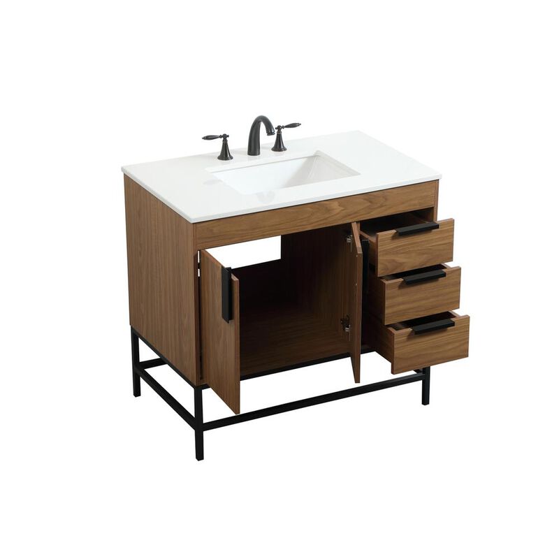 Elegant Kitchen and Bath 36 inch Single bathroom vanity in walnut brown